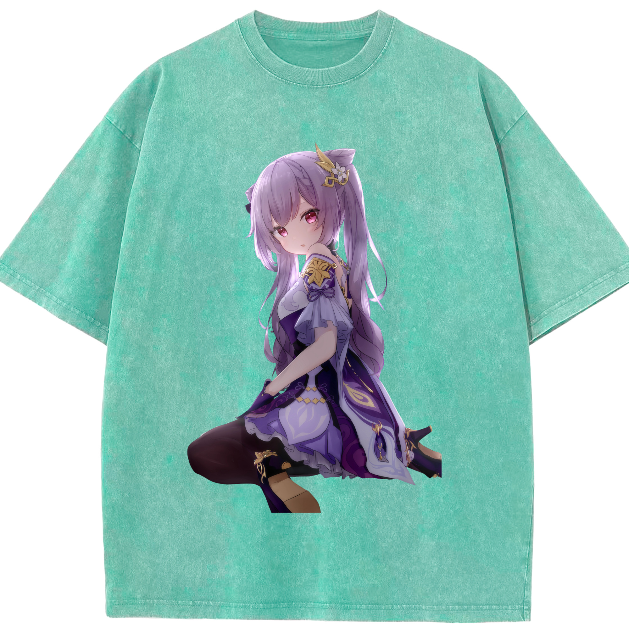 げんし神 刻晴 こくせい genshin Kokusei 綿100% ヴィンテージ風 半袖Tシャツ（フロントプリント）